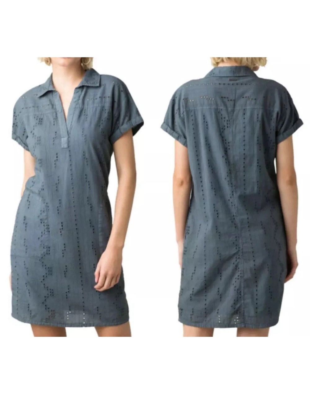 Prana Slate Blue Eyelet Top